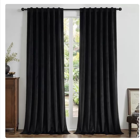 Joydeco 100% Blackout Curtains Velvet Black Out Curtain 96 Inch Drapes | by JOYDECO