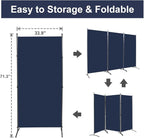 3 Panel Folding Room Divider, Sturdy Frame Freestanding Wall Divider | - Image 5