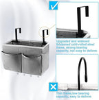 Bedside Caddy Organizer 5 Pockets 4 Hooks Bunk Bed 2Pack Grey | Hanging Storage - Image 4