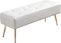 Furnimart Upholstered Tufted White Bench Ottoman by FurnimartFurniture