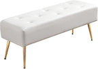 Furnimart Upholstered Tufted White Bench Ottoman by FurnimartFurniture