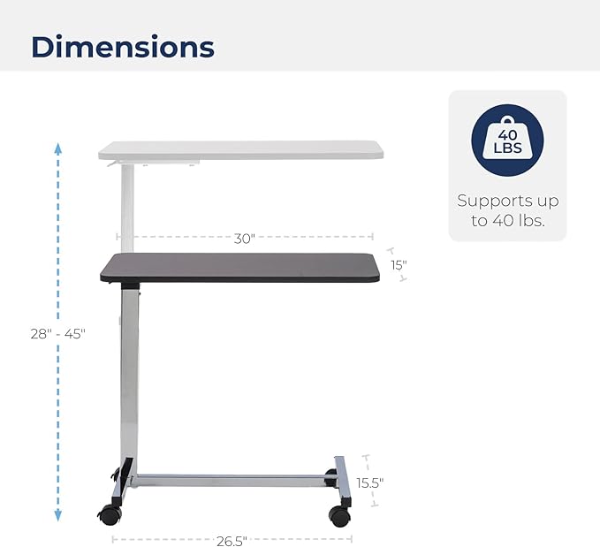 Drive Medical 13003 Non Tilt Top Overbed Table - Image 2