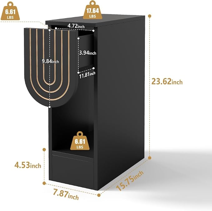 weselon Narrow Nightstand, Slim Bedside Table - Image 2