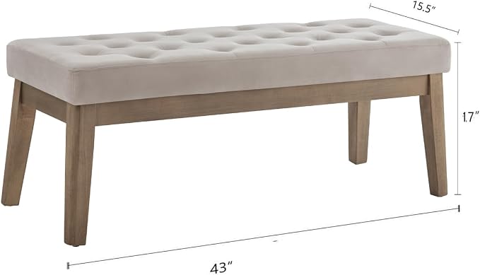24KF Velvet Upholstered Buttons Tufted Entryway Bench - Image 2