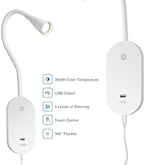Wall Reading Light for Books in Bed, USB Output Headboard Wall Lamp, 5 Dimmable - Image 4
