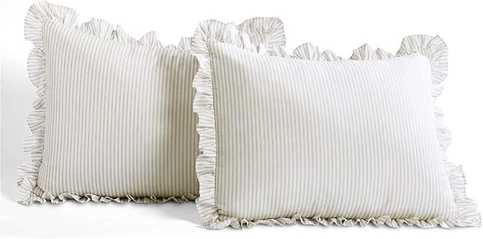 Lush Decor Ticking Stripe Bedspread Twin Size 2 Piece Set Wheat - Image 4