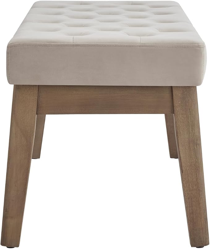 24KF Velvet Upholstered Buttons Tufted Entryway Bench - Image 8