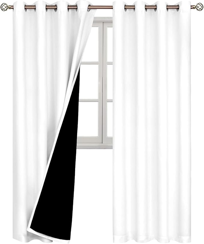 BGment White Blackout Curtains 95 Inches Long 2 Panels Set - Image 8