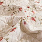 Quilt Set Floral Leaves 3D Embroidery Pattern 3 PCS Cotton Reversible Quilted - Image 4