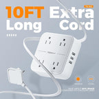 TESSAN Surge Protector Flat Extension Cord 10Ft, Ring Plug Power Strip | 4 - Image 5