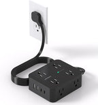 Power Strip Surge Protector, 5Ft Flat Extension Cord by HANYCONY