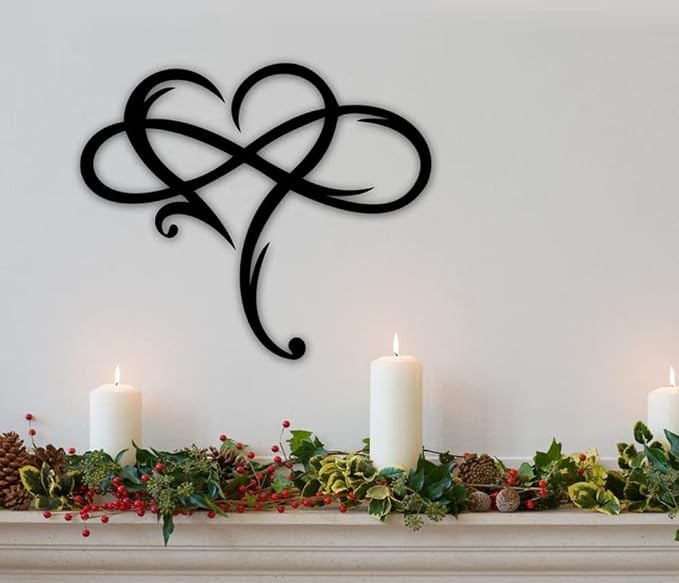 Infinity Heart Wall Decor, Unique Infinity Heart Metal Art Wall Decor Love Sign - Image 6