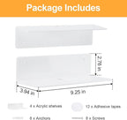 9 Inch Acrylic Floating Shelf No Drill Adhesive Wall Shelf Set of 4 - Image 3