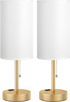 17.4" Gold Bedside Table Lamps Set of 2 - Image 9