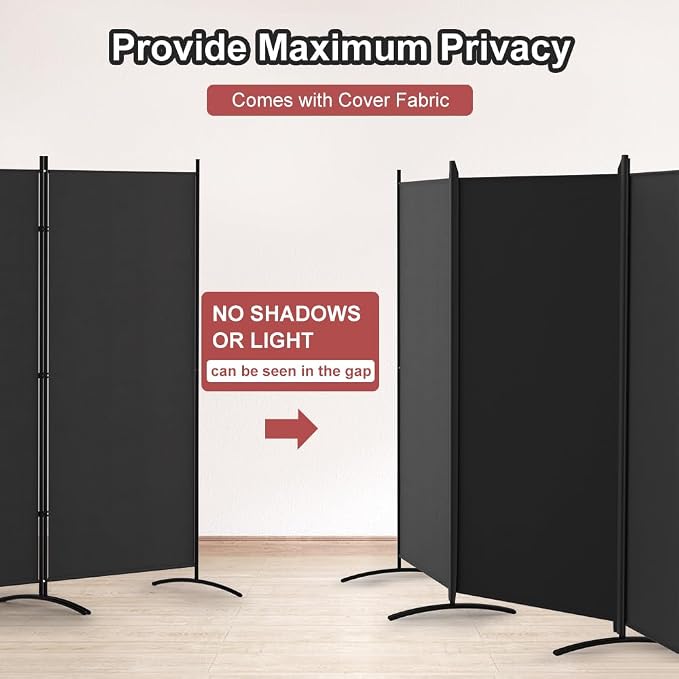 Kokorona 3 Panel Room Divider, 6FT Tall Folding Privacy Screen Wall Dividers - Image 4