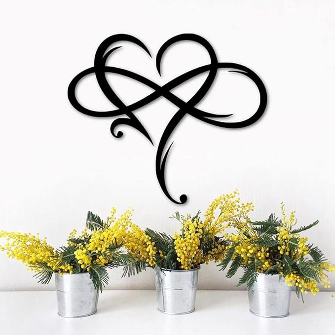 Infinity Heart Wall Decor, Unique Infinity Heart Metal Art Wall Decor Love Sign - Image 3