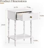 Yoobure White Nightstand with Drawer - Image 2
