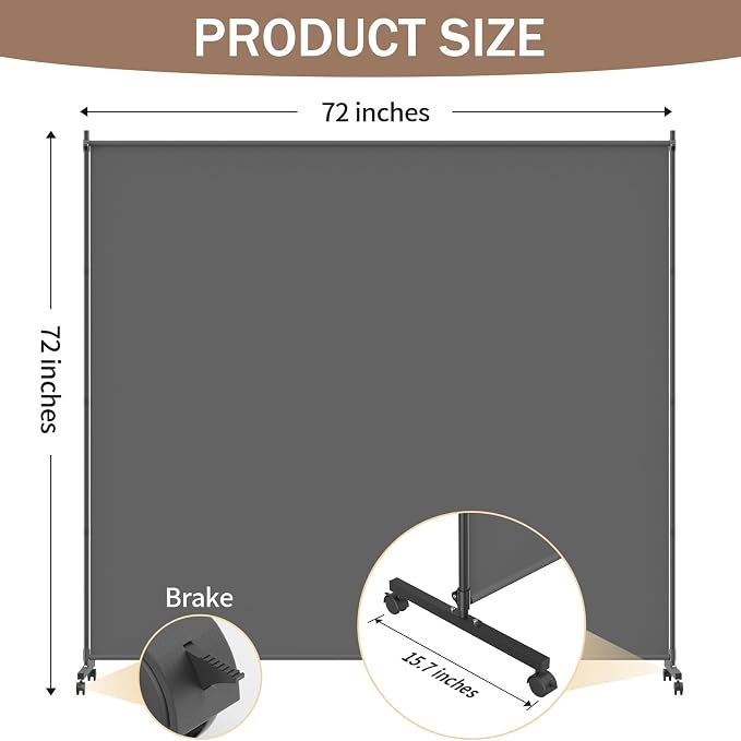 6*6FT Single Panel Room Divider/ Privacy Screen - Image 4