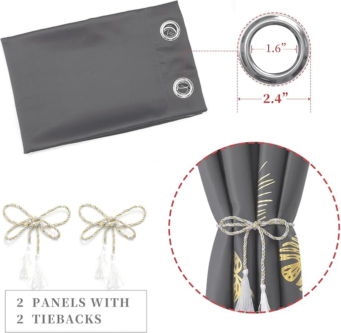 Dark Grey Blackout Curtains Energy Saving Light Blocking Curtains - Image 4