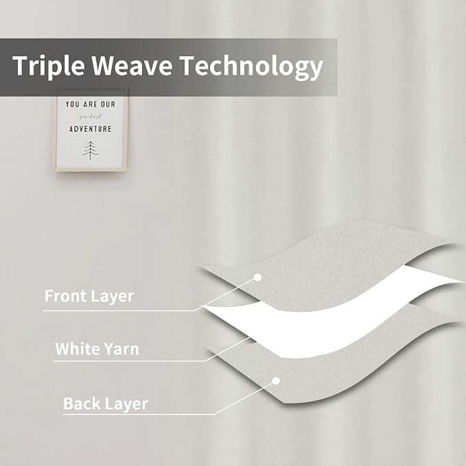 Easy-Going Thermal Grommet Curtains, 2 Panels 42x45 in, Ivory | Machine - Image 3
