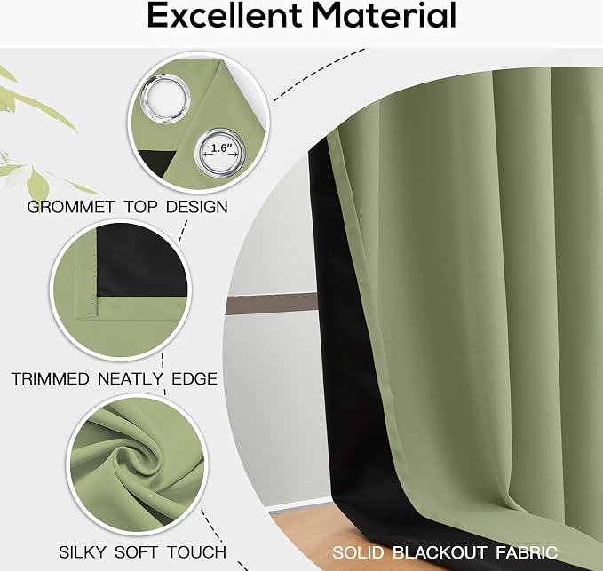 Yakamok Sage Blackout Curtains 96 inches Long - Image 4