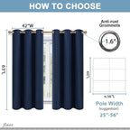 Diraysid Navy Blue Grommet Blackout Curtains - Image 3