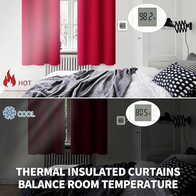 BGment Red Blackout Curtains 48 Inch Length - Image 3