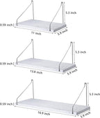 Floating Wall Shelves, Rustic Wood Wall Mounted Shelf Set of 3 | No Drill - Image 8