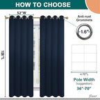 Diraysid 100% Blackout Curtains Navy Blue Linen Curtains - Image 5