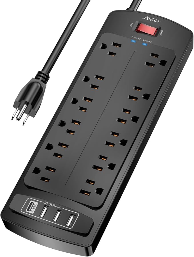 ALESTOR 10 Ft Surge Protector Power Strip by Alestor