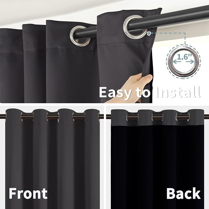BGment Dark Grey Blackout Curtains - Image 6