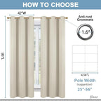 Diraysid Light Beige Grommet Blackout Curtains - Image 6