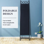 Room Divider 4 Panels 6FT Room Divider Black Privacy Panel Screens | Wall - Image 3