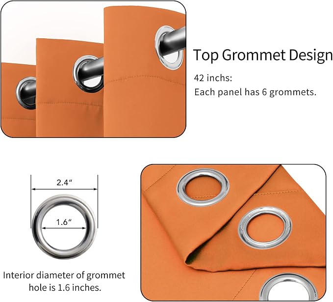 Easy-Going Thermal Grommet Blackout Curtains, 2 Panels 42x63 in, Noise Reduction - Image 4