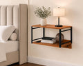 Wall Mounted Nightstand with Storage Shelf, Floating Bedside Table with Hooks by Unknown