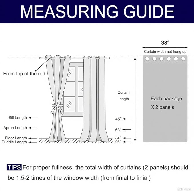 DWCN Greyish White Window Curtains – Thermal Insulated Energy Saving Drapes - Image 2