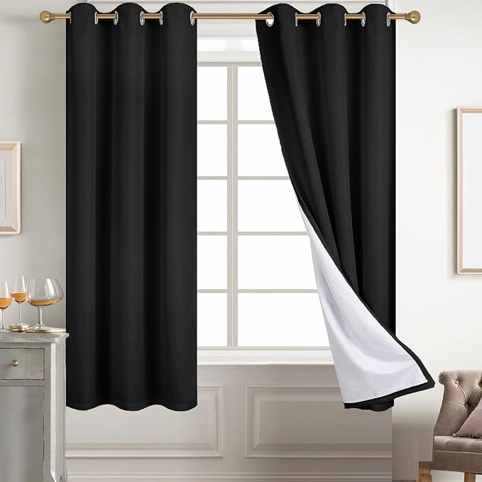 Diraysid 100% Blackout Curtains Black Linen Curtains by Diraysid%2C+refresh+your+life