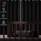 Diraysid Grey Grommet Blackout Curtains - Image 3
