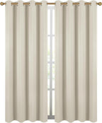 Diraysid Light Beige Grommet Blackout Curtains - Image 2