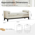 66.34" End of Bed King Size Bench Boucle - Image 2