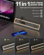 Desk Clamp Power Strip with Nightlight, 40W Fast Charging, 10FT Extension Cord - Image 2