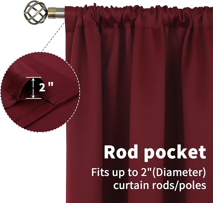 BGment Short Burgundy Blackout Curtains 45 Inch Length - Image 5