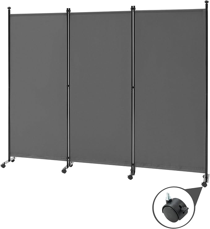 Spurgehom 3 Panel Rolling Room Divider, Folding Partition Privacy Screens | by Spurgehom