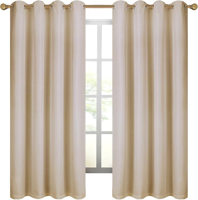 Diraysid 100% Blackout Curtains Beige Linen Curtains - Image 4