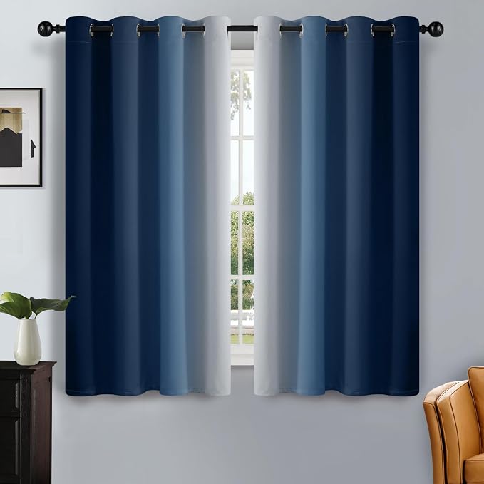 SimpleHome Ombre Blue to Grey White Curtains - Image 9