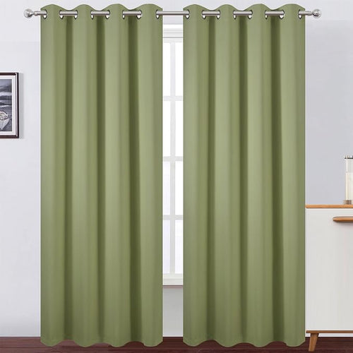 100% Blackout Curtains 84 Inch Long Sage Green Curtains 2 Panels - Image 2