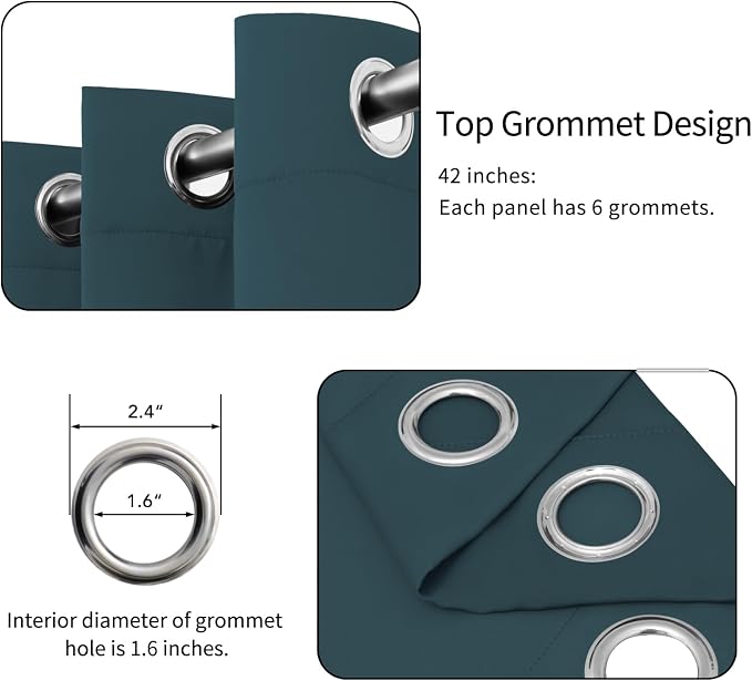 Easy-Going Thermal Grommet Blackout Curtains, 2 Panels 42x36 in, Noise Reduction - Image 4