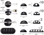 Desk Cable Management Cord Organizer, 24 Pack Black Self Adhesive Cord Holder - Image 2
