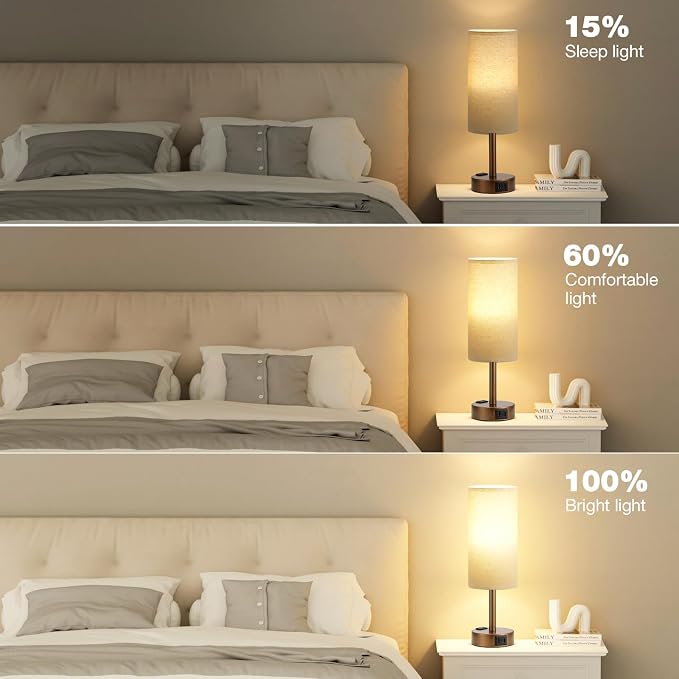 Brown Bedside Table Lamp for Bedroom - Image 4