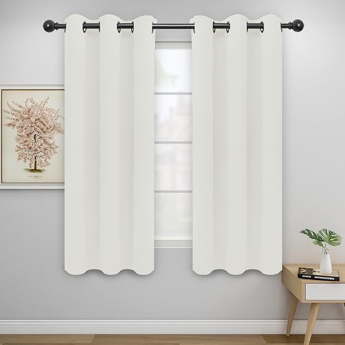 Easy-Going Thermal Grommet Curtains, 2 Panels 42x63 in, Ivory | Washable by Easy-Going
